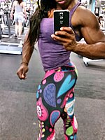 super hot ebony female bodybuilder mistress treasure in ripped contest shape